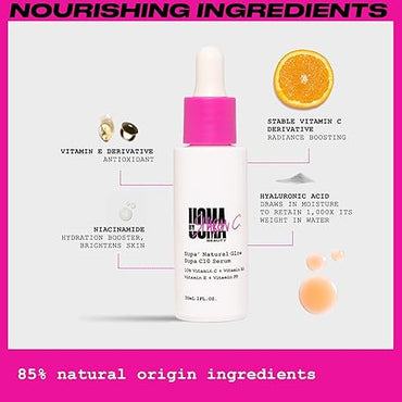 UOMA Beauty Suero de vitamina C para rostro con ácido hialurónico + niacinamida + vitamina E, 1.0 fl oz