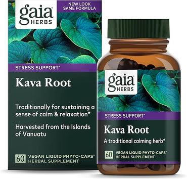 Gaia Herbs Fitocápsulas líquidas de raíz de Kava Kava, 60 unidades