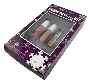 Labial Liquido Paquete Wet N Wild Ready to Party kit Rojo