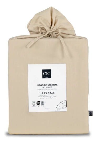 Set Sabanas Lisas 180 Hilos Taupe 1 Plaza.