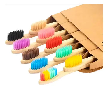PACK 8 Cepillos De Dientes Bambú Ecológico Biodegradable Suave Color Al Azar