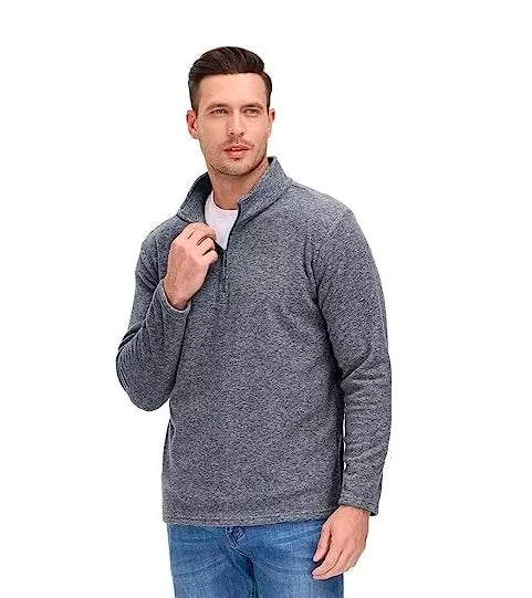 Poleron casual con cremallera de un cuarto para hombre - La Tiendita de la Jose