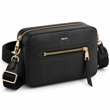 Crossbody DKNY negro, vista en ángulo