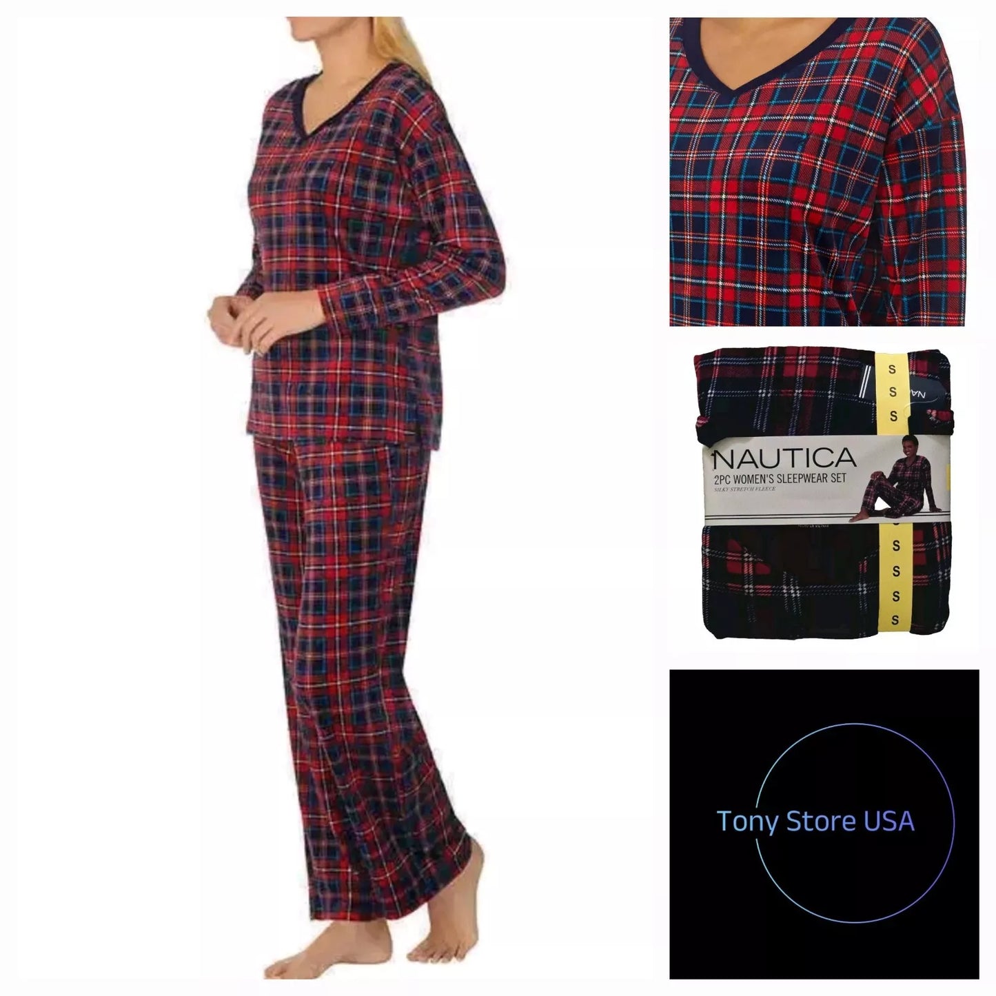 Pijama manga larga Nautica 2 piezas para mujer - La Tiendita de la Jose