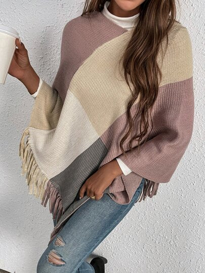 chal suéter de punto con diseño de cuadros calientito Para mujeres - La Tiendita de la Jose