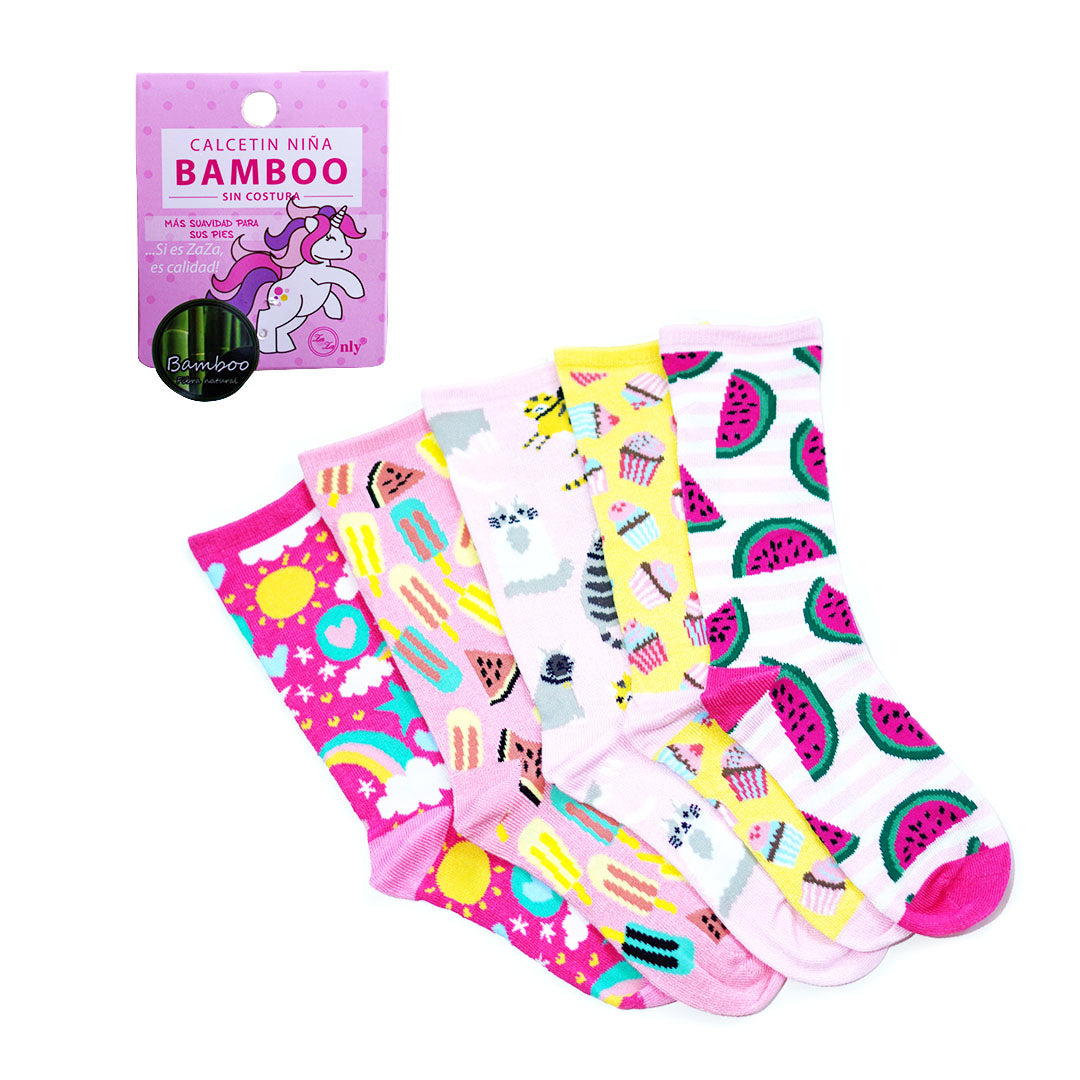 x12 Pares Calcetines Largos Bambú Sin Costura Niña - La Tiendita de la Jose