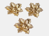 Adorno navideño vela ponsetia set x3 gold - La Tiendita de la Jose