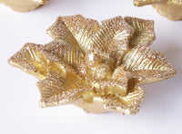 Adorno navideño vela ponsetia set x3 gold - La Tiendita de la Jose