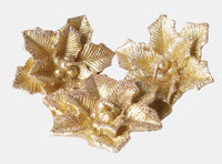 Adorno navideño vela ponsetia set x3 gold - La Tiendita de la Jose