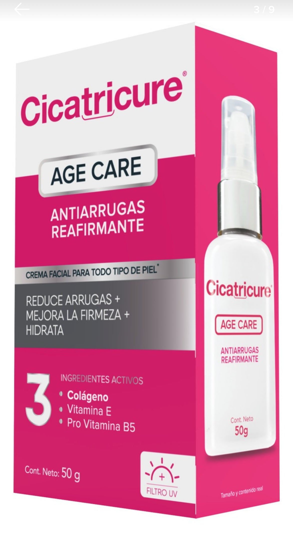 Cicatricure Age Care Crema Antiarrugas Reafirmante 50g.