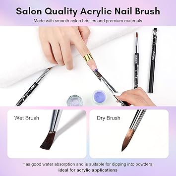 SAVILAND pinceles de uñas acrílicas profesionales para aplicación acrílica, pinceles de polvo acrílico profesionales - La Tiendita de la Jose