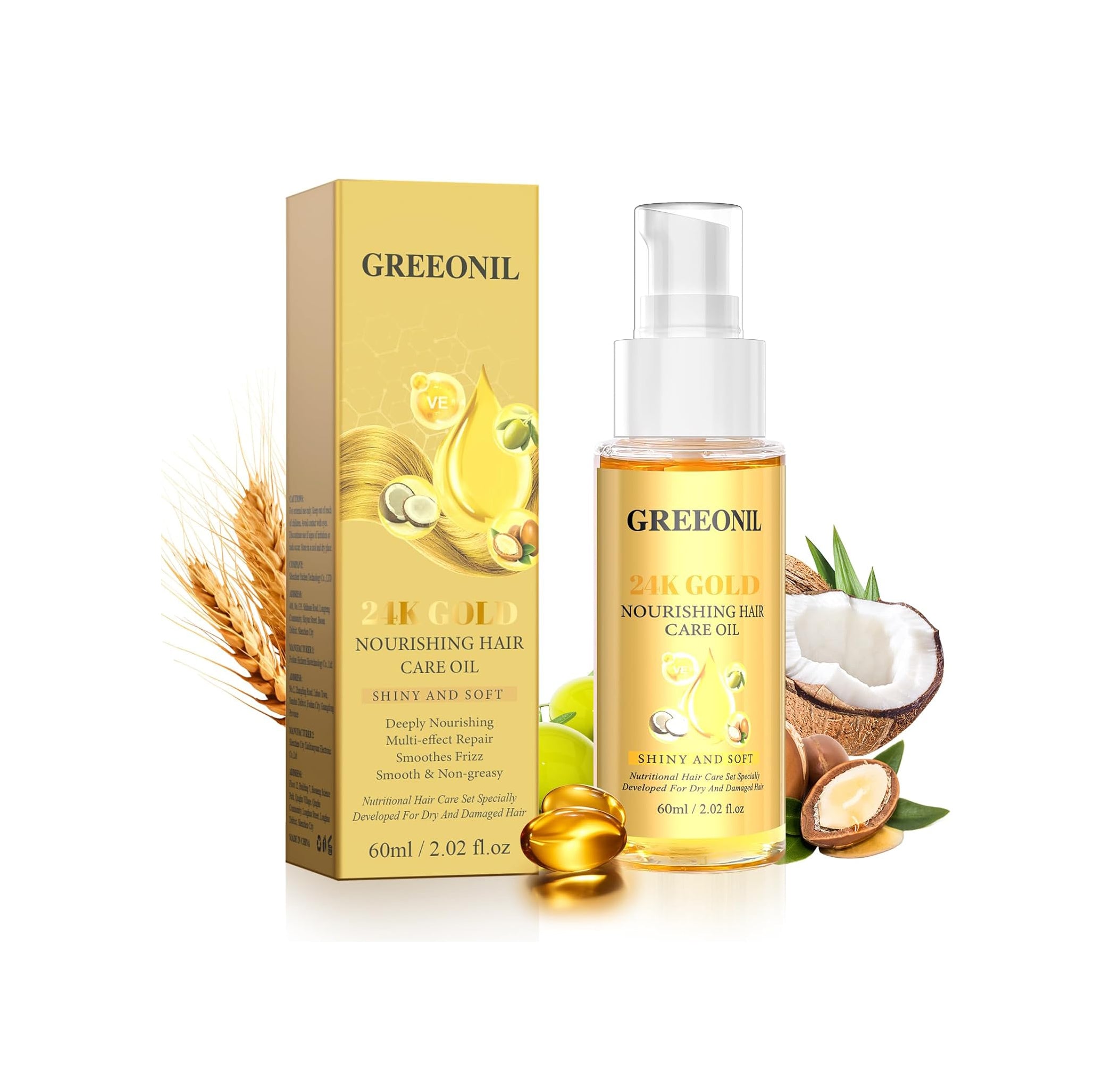 Suero de argán, coco y aceite de oliva de oro de 24 quilates Greenoil - La Tiendita de la Jose