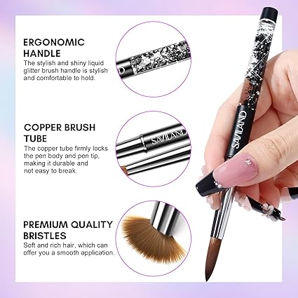 SAVILAND pinceles de uñas acrílicas profesionales para aplicación acrílica, pinceles de polvo acrílico profesionales - La Tiendita de la Jose