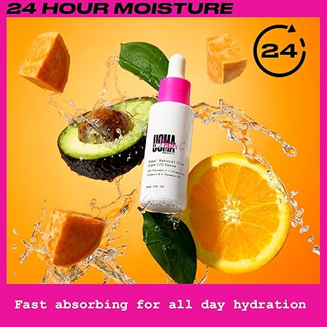 UOMA Beauty Suero de vitamina C para rostro con ácido hialurónico + niacinamida + vitamina E, 1.0 fl oz