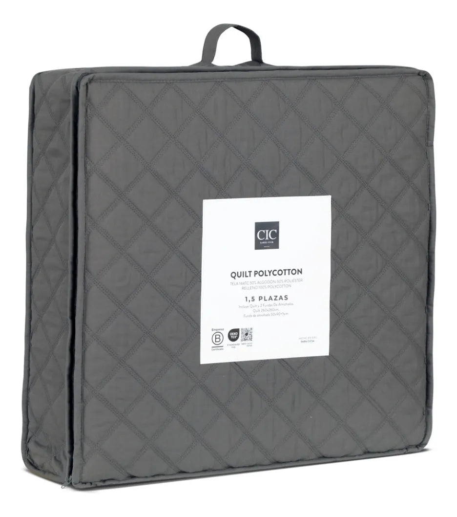 Quilt Polycotton Taupe King Gris Lisa