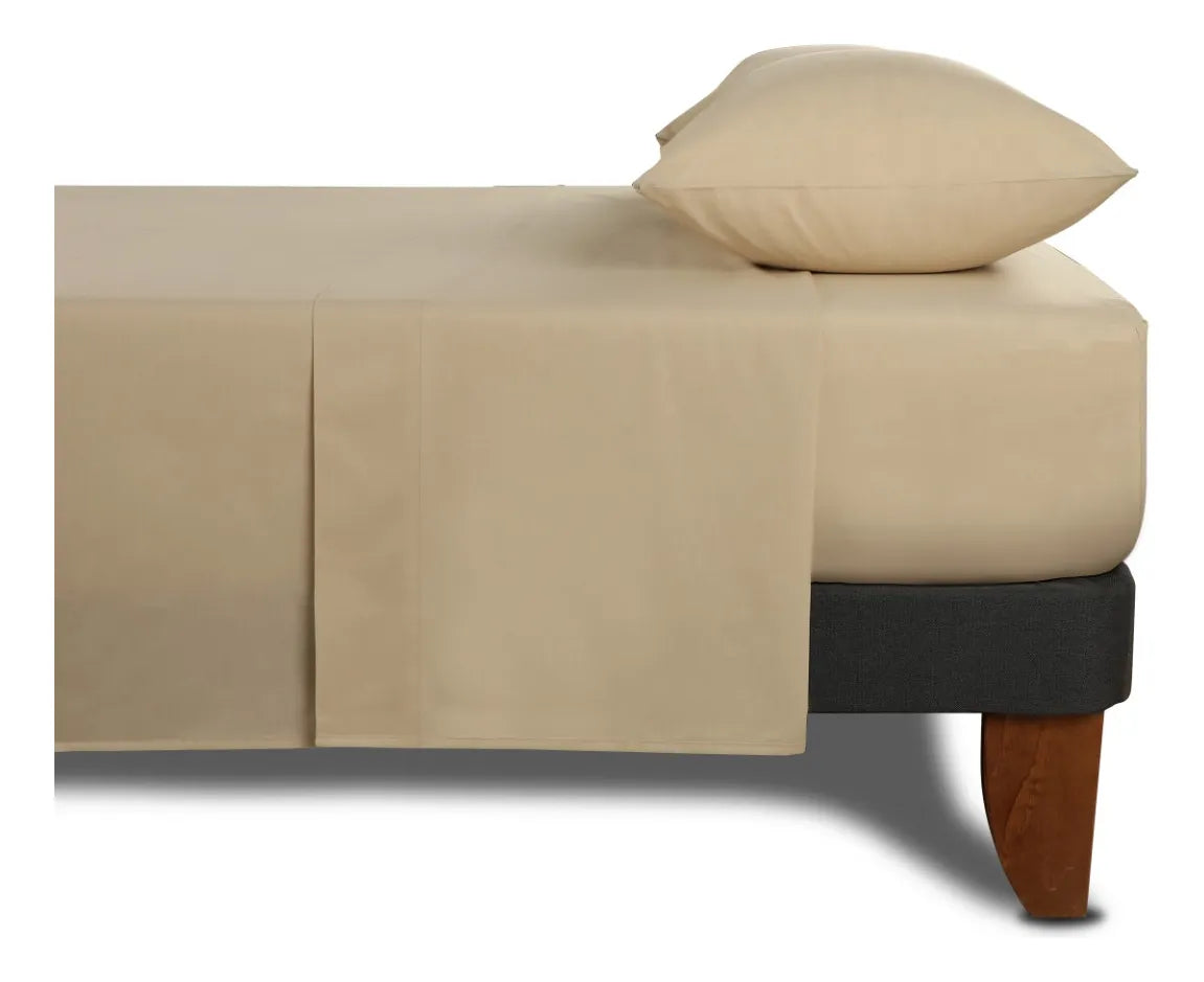 Set Sabanas Lisas 180 Hilos Taupe 1 Plaza.