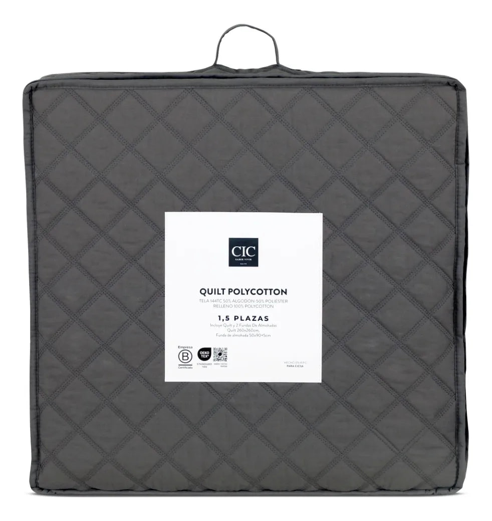 Quilt Polycotton Taupe King Gris Lisa