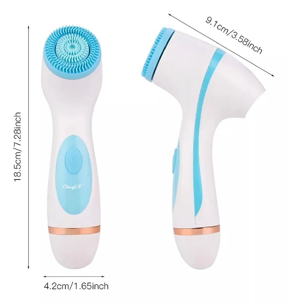Cepillo Limpieza Facial Celeste Masajeador Silicona 3 En 1 - La Tiendita de la Jose