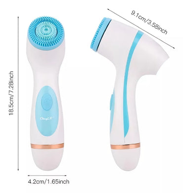 Cepillo Limpieza Facial Celeste Masajeador Silicona 3 En 1 - La Tiendita de la Jose