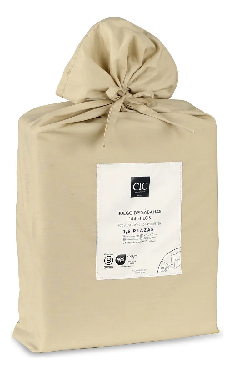 Set Sabanas Lisas 144h Taupe Sgl Taupe