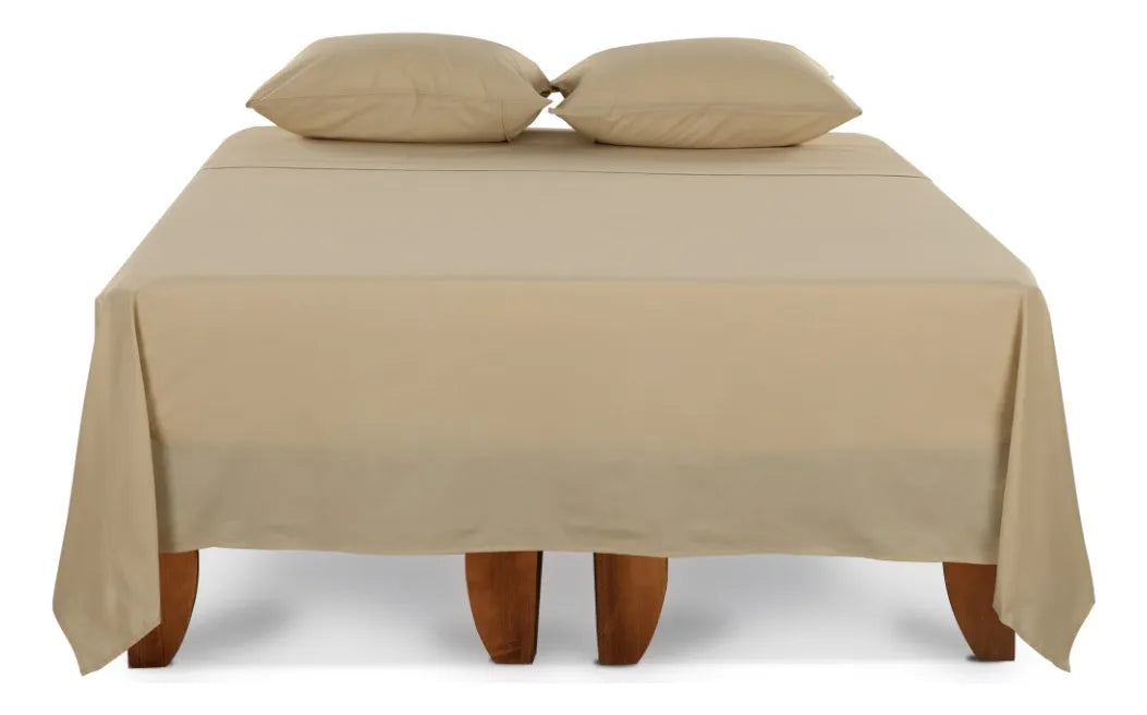 Set Sabanas Lisas 180 Hilos Taupe 1 Plaza.