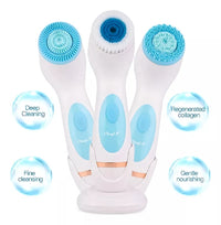 Cepillo Limpieza Facial Celeste Masajeador Silicona 3 En 1 - La Tiendita de la Jose