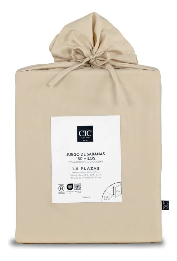 Set Sabanas Lisas 180 Hilos Taupe 1 Plaza.