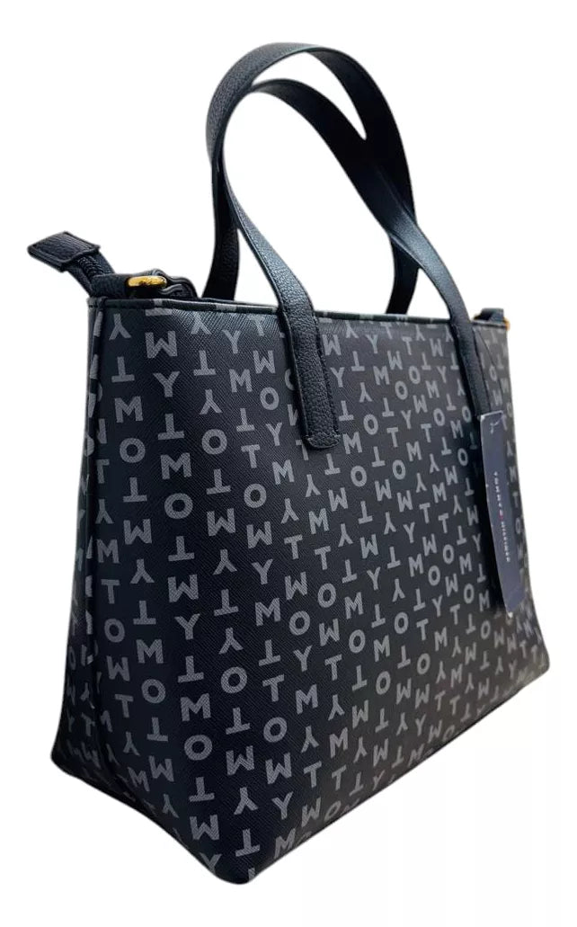 Tommy Hilfiger Bolsa Mujer Tote Monogram Tommy Color Negro Con Gris - La Tiendita de la Jose