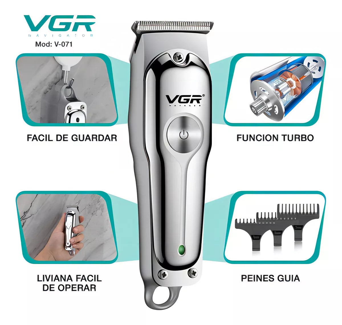 Cortapelos Eléctrico De Metal Vgr V-071 Corte De Pelo - La Tiendita de la Jose