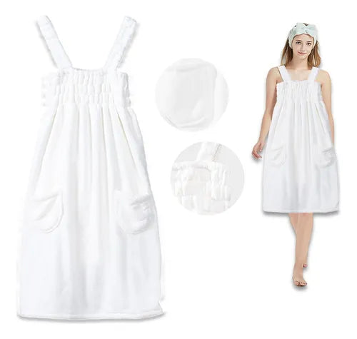 Toalla de Baño tipo Bata Coral Fleece con Tirantes – Mujer - La Tiendita de la Jose