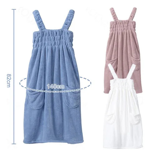 Toalla de Baño tipo Bata Coral Fleece con Tirantes – Mujer - La Tiendita de la Jose