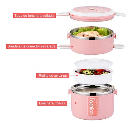 2 Capas Fiambrera Apilable, Para Estudiantes O Adultos - La Tiendita de la Jose