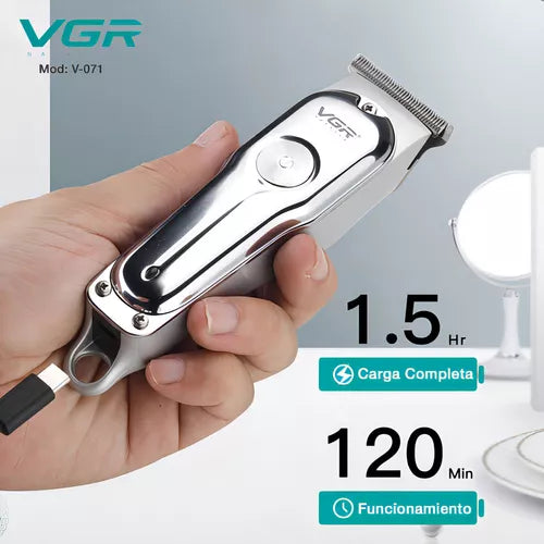 Maquina Corta Pelo Barba Vgr V-071 Profesional Recargable Color Plateado - La Tiendita de la Jose