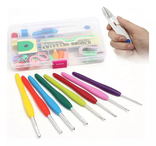 16 Kit Agujas Y Accesorios Para Tejer A Crochet Con Estuche - La Tiendita de la Jose