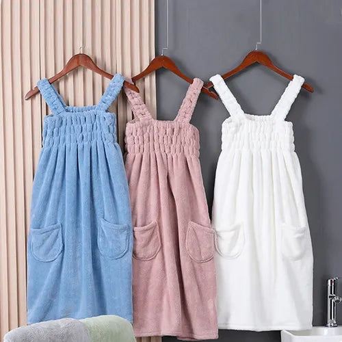 Toalla de Baño tipo Bata Coral Fleece con Tirantes – Mujer - La Tiendita de la Jose