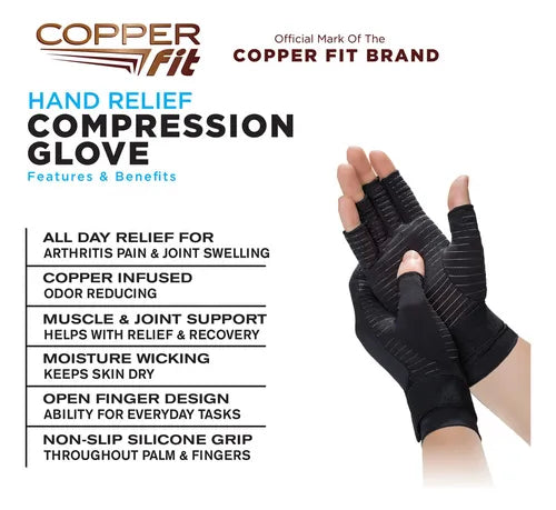 Alivio De Mano Estándar Copper Fit, Negro, Pequeño/mediano