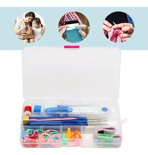 16 Kit Agujas Y Accesorios Para Tejer A Crochet Con Estuche - La Tiendita de la Jose