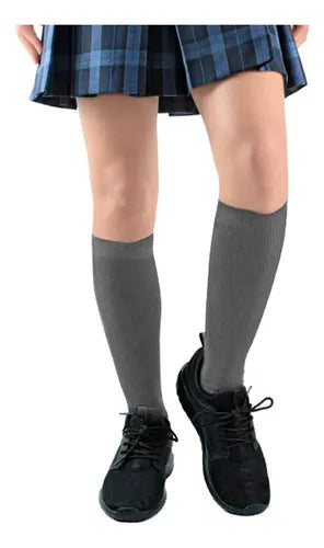 Pack 3 Calceta Escolar Larga Para Niña-juvenil Gris 5 A 6 AÑOS - La Tiendita de la Jose