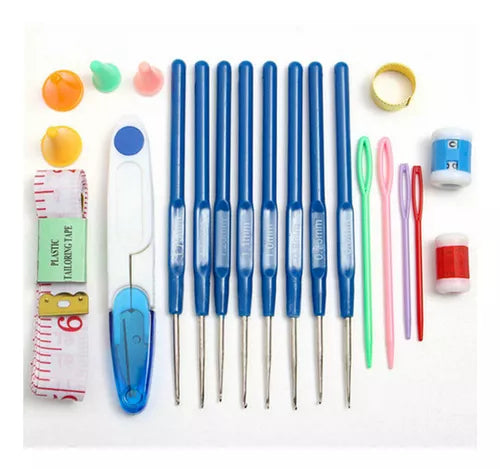 16 Kit Agujas Y Accesorios Para Tejer A Crochet Con Estuche - La Tiendita de la Jose