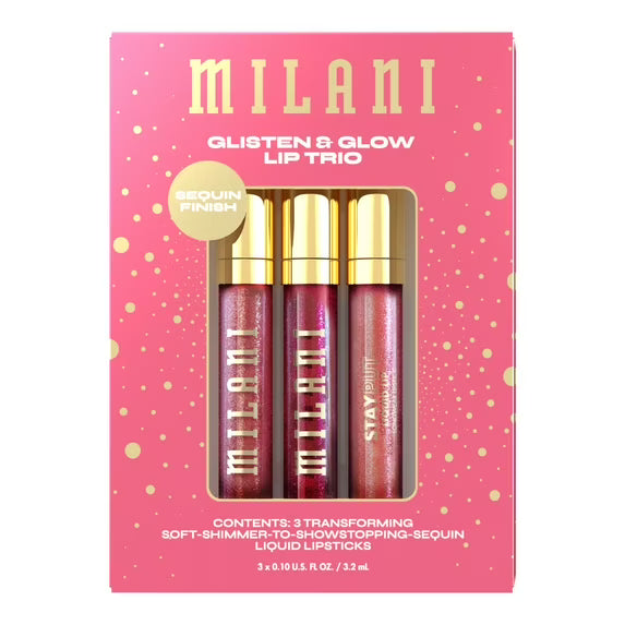 Milani Stay Put Lápiz Labial Líquido Brillante Trio, Brillo + Brillo