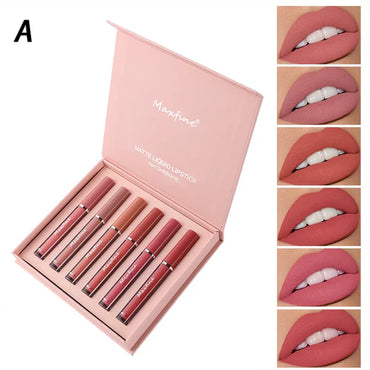 MAXFINE 6PC Matte Velvet Lip Gloss Set 12ML
