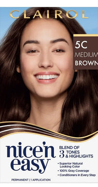 Clairol Tinte permanente Nice'n Easy para el cabello, color castaño frío medio 5C,