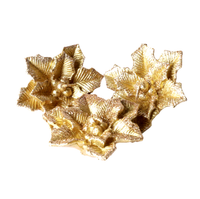 Adorno navideño vela ponsetia set x3 gold - La Tiendita de la Jose