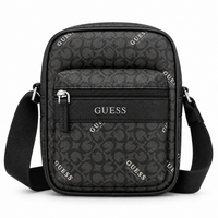 Bolso Guess de hombre negro con monograma, vista frontal