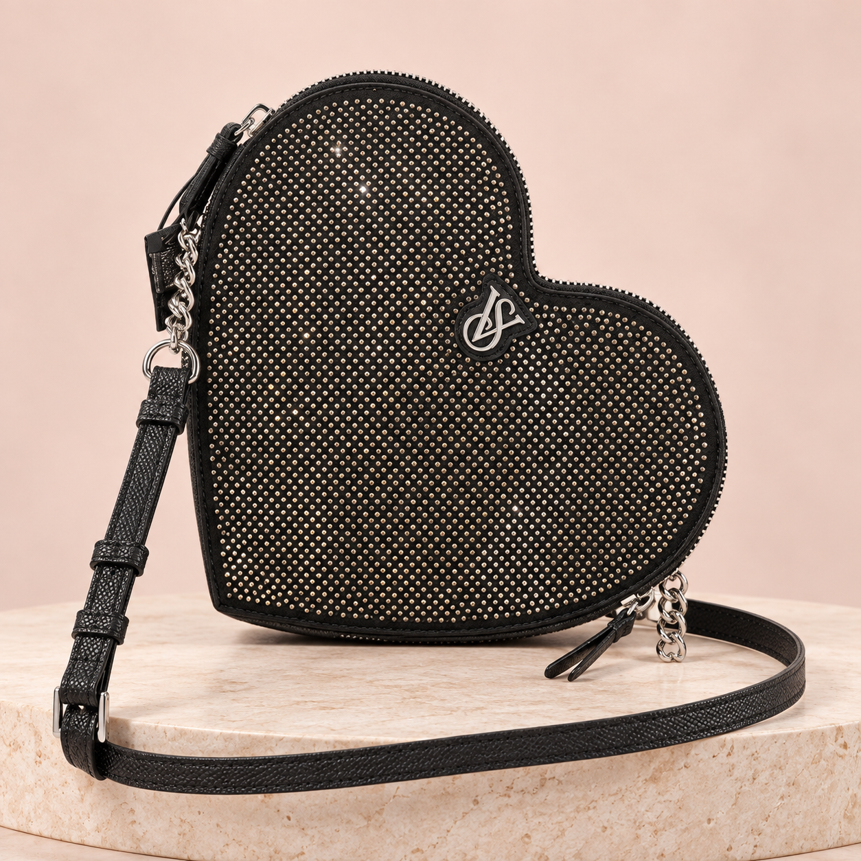 Cartera corazón — Negro con brillos