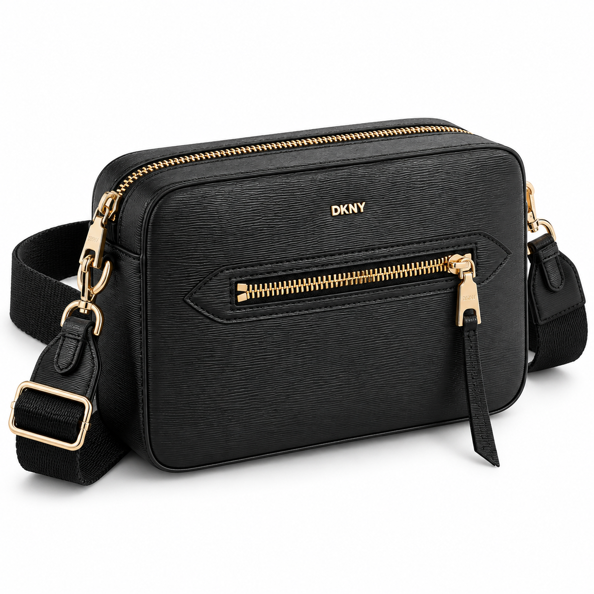 Crossbody DKNY negro, vista en ángulo