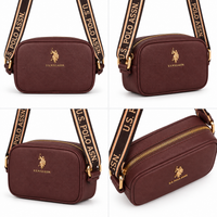 Crossbody U.S. Polo Assn.: cuatro vistas del bolso y cierre superior