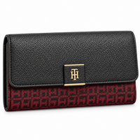 Billetera Tommy Hilfiger burdeos y negra con monograma