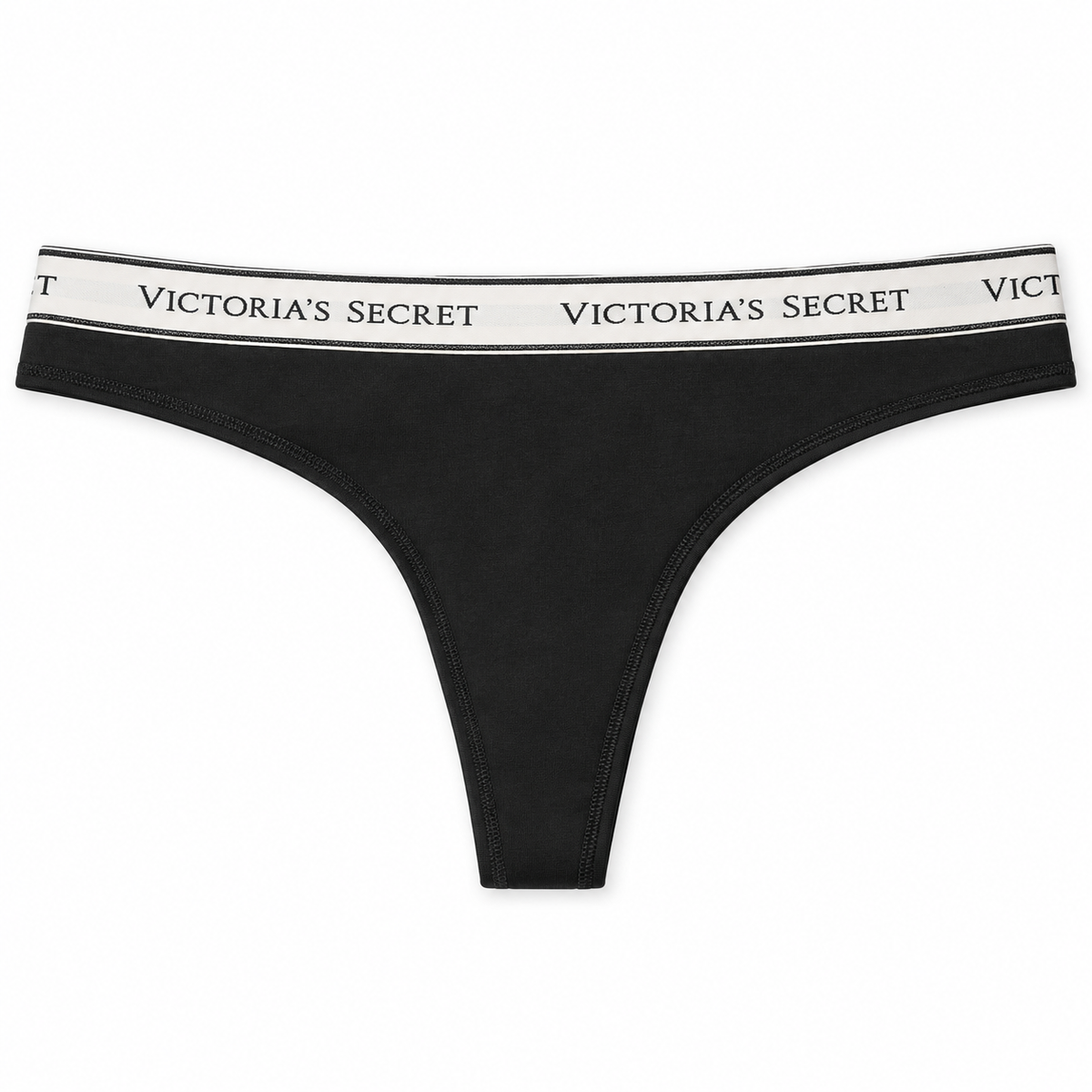 Colaless Victoria’s Secret negro con pretina blanca y logo