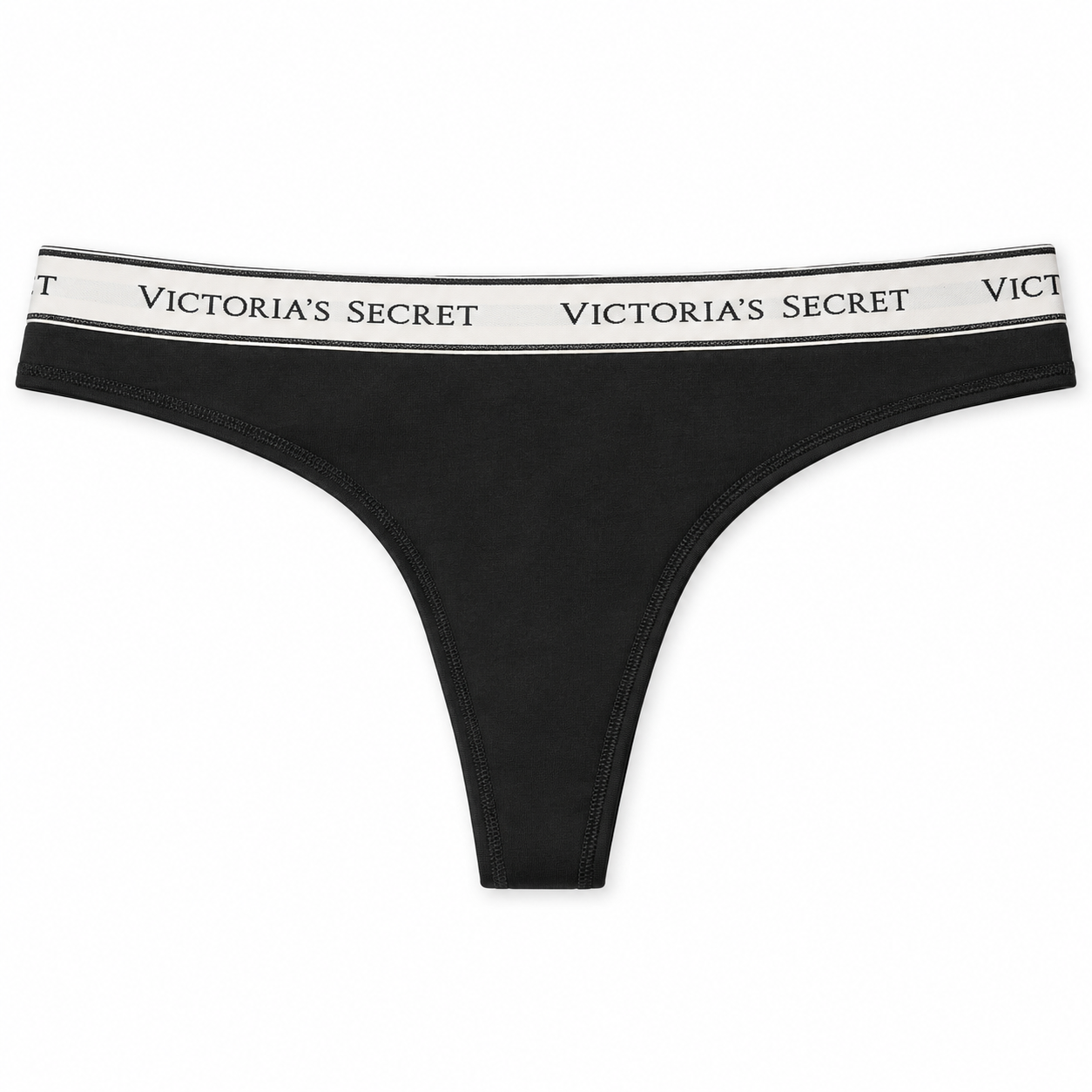 Colaless Victoria’s Secret negro con pretina blanca y logo